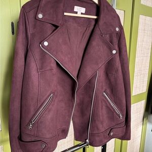 LOFT Women's Deep Burgundy Faux Suede Jacket